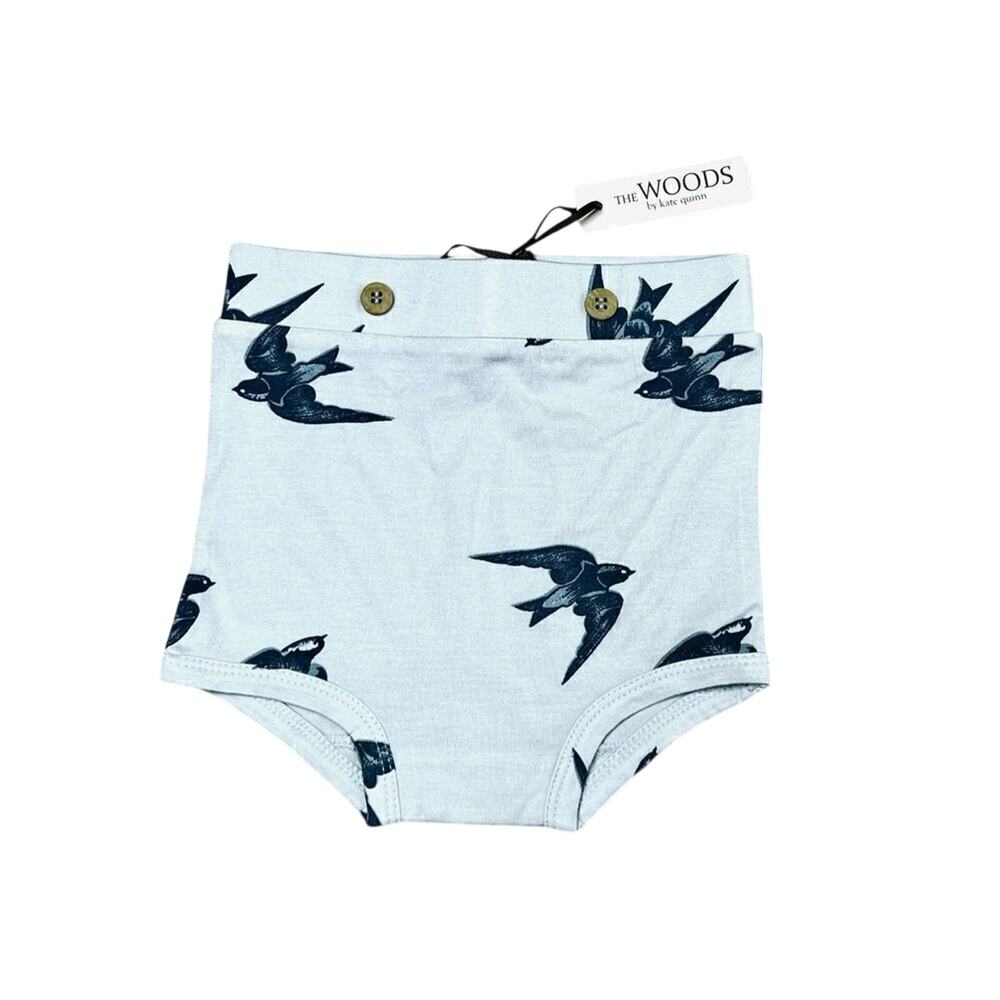The Woods Kate Quinn Swallows Birds Blue Shibori Shorts 6-12 months Babycore
